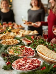 Obraz premium Festive gathering celebration home food display cozy atmosphere close-up view culinary delights for holiday feasting