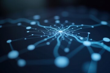 Obraz premium Futuristic Digital Network with Holographic Nodes Representing Data Flow and Analytics in an Abstract Visual Representation of Connectivity and Information Processing