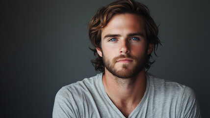 Fototapeta premium Casual Portrait: Young Man with Confident Gaze