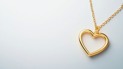 Fototapeta premium Elegant gold heart necklace pendant with copy space for design purposes. Generative AI