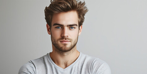 Obraz premium Casual Portrait: Young Man with Confident Gaze