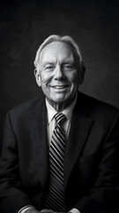 Fototapeta premium Elderly Gentleman Portrait: Wisdom and Warmth in Black and White