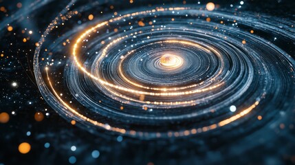 Fototapeta premium Abstract swirling galaxy with glowing particles.