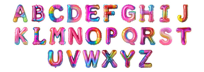 Pack A to Z in Inflatable Style set Against a Transparent Background for Fun Designs, Playful Branding, or Festive Typography Applications
