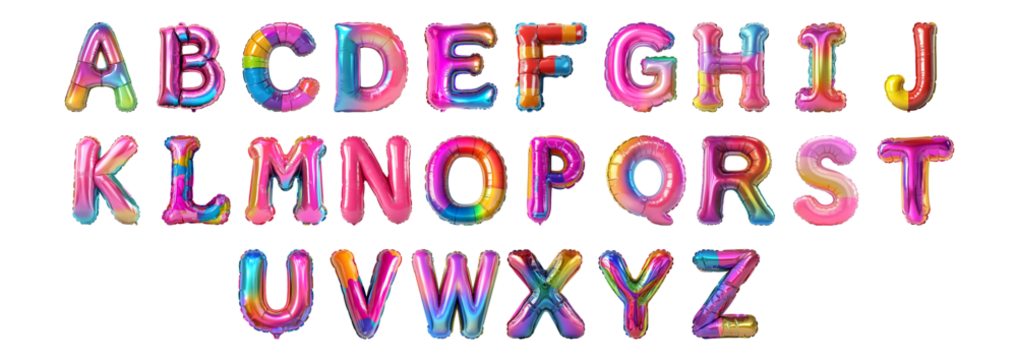 Pack A to Z in Inflatable Style set Against a Transparent Background for Fun Designs, Playful Branding, or Festive Typography Applications - Powered by Adobe