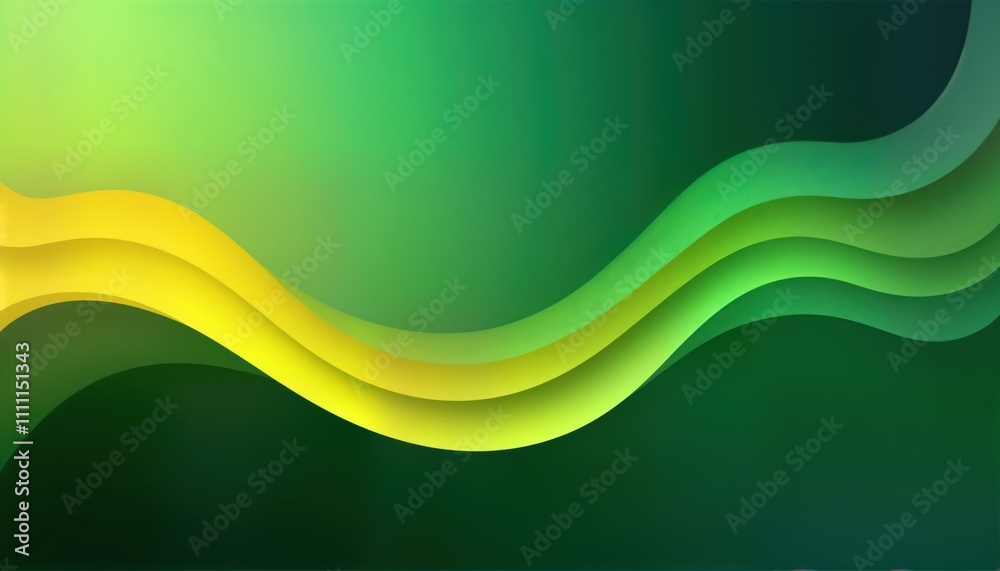 Poster abstract background design featuring green, yellow gradient colors. dynamic wave patterns create flo