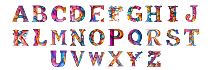 Pack A to Z in Paper Cut Style set Against a Transparent Background for Creative Designs, DIY Branding, or Unique Typography Applications
