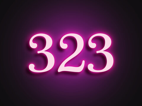Pink glowing Neon light text effect of number 323.