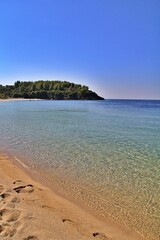 beach with small pebbles, transparent water, clear water, Greek beach, Greek coast
