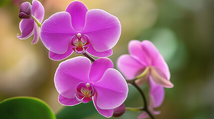 Fototapeta premium Blooming pink orchid flowers showing elegance and beauty