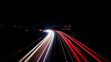 Car lights on a Spanish motorway.