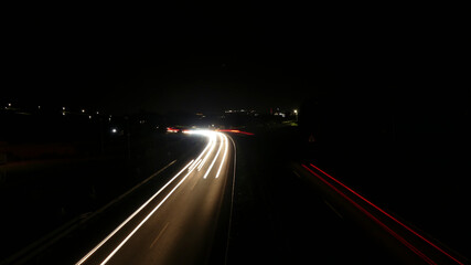 Car lights on a Spanish motorway.