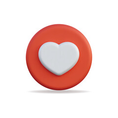 3d vector icon of a red heart symbol, glossy finish, representing love and affection