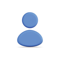 3d vector icon of a blue user silhouette, simple and modern design