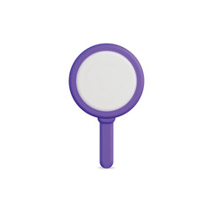 3d vector icon of a purple magnifying glass, perfect for search and inspection themes