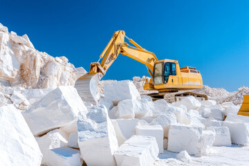 Naklejka premium Construction equipment in action, digging and moving soil in various weather conditions and settings