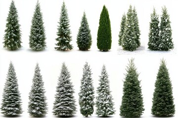 Obraz premium christmas trees set white background 