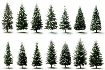 Obraz premium christmas trees set white background 