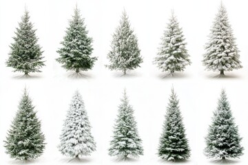 Obraz premium christmas trees set white background 