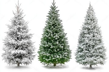 Obraz premium christmas trees set white background 