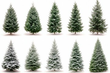 Obraz premium christmas trees set white background 