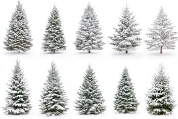 Obraz premium christmas trees set white background 