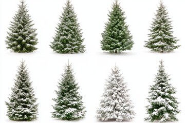 Obraz premium christmas trees set white background 