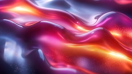 Obraz premium A futuristic holographic backdrop with layered abstract forms and shimmering rainbow gradients