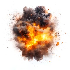Fire Explosion Isolated on White Background