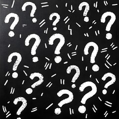 Chalk Question Marks on Blackboard