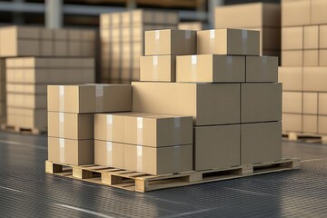 A neat arrangement of cardboard boxes for industry-specific designs such as logistics, transportation, or storage solutions