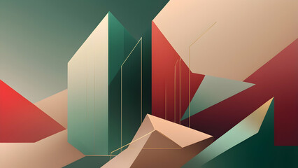Dynamic Geometric Shapes in Forest Green, Brick Red, Sand. A Bold and Artistic Tech-Inspired Design for Modern Branding