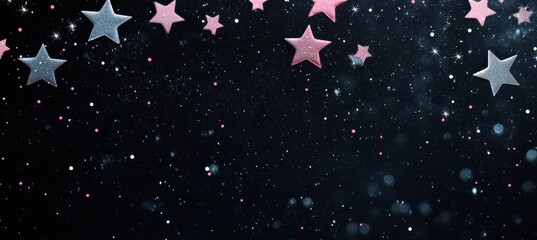 Fototapeta premium Starry Night Background with Glowing Stars