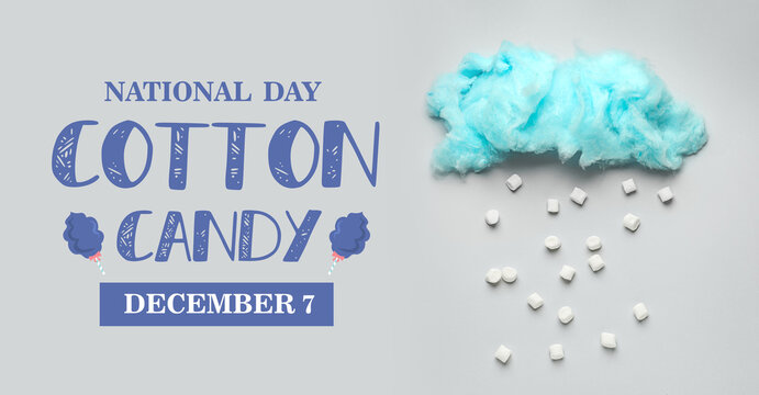 Tasty cotton candy cloud with sugar cubes on grey background - Powered by Adobe