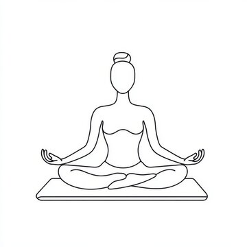 recommend clip art: Woman in lotus yoga pose on mat.