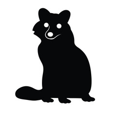 Obraz premium A black and white drawing of a raccoon. The raccoon is sitting on its haunches