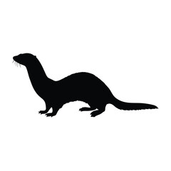 Fototapeta premium A black and white drawing of a small animal with a long tail. The animal is a badger