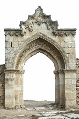 Obraz premium Ornate stone archway, ancient ruins, open passage.