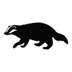 Obraz premium A black and white drawing of a badger. The badger is walking on a white background