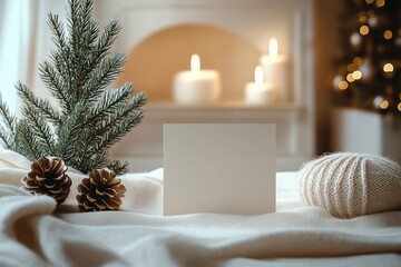 Christmas card with knitted background