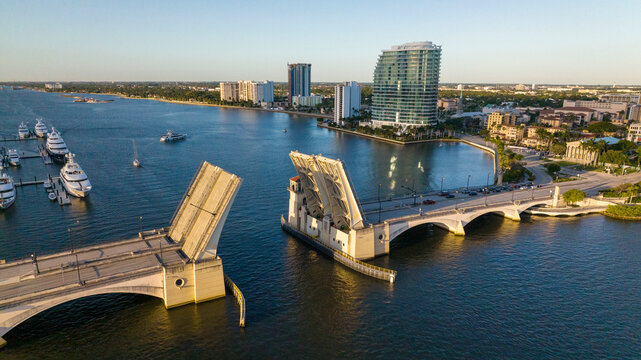 West Palm Beach skyline features Royal Park Draw Bridge, West Palm Beach, Florida