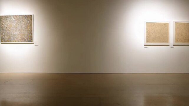 Art gallery panoramic stroll: contemporary wall art in movement