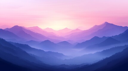 Fototapeta premium Misty Purple Mountains at Sunset