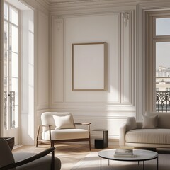 Mockup in a Modern and Minimalist Classic Interior
