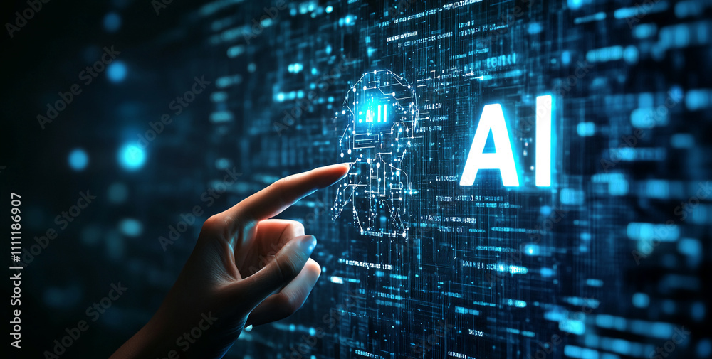 Aufkleber Conceptual visualization of artificial intelligence technology in a digital environment