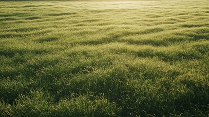Obraz premium Sunny Meadow Bliss, an expansive field of soft green grass beneath a bright sun, perfect for leisurely strolls and outdoor activities, embodying the spirit of summer.