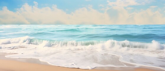 Soft wave of the sea on the sandy beach. Seascape background