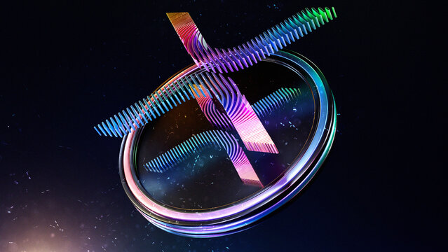 XRP logo with particle elements
