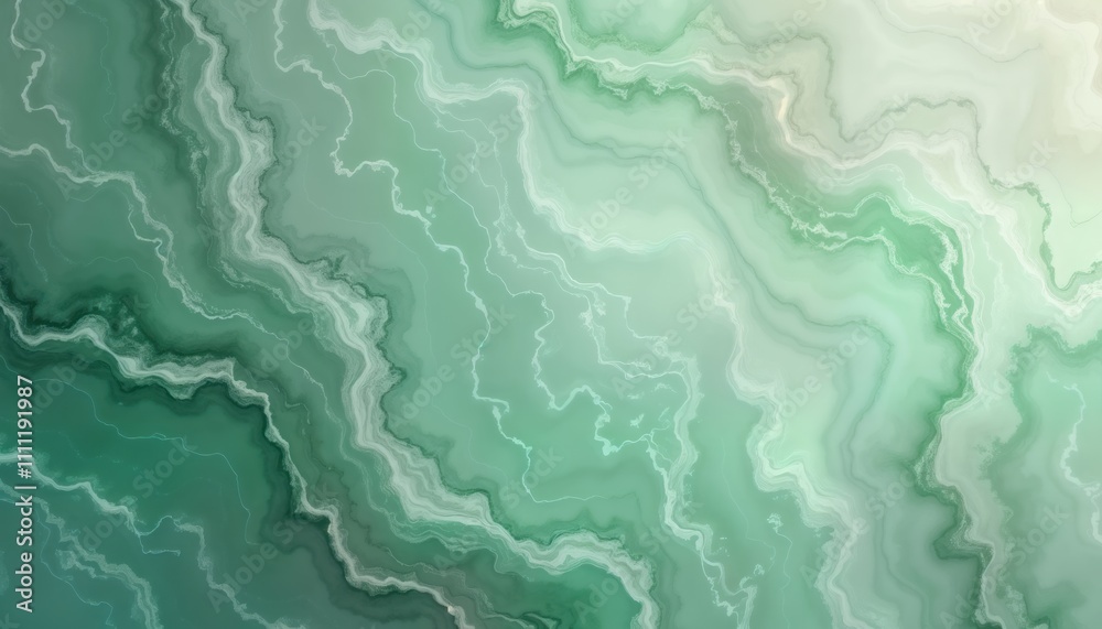 Poster abstract marble texture background with soft green hues, white veins. fluid patterns create calming,