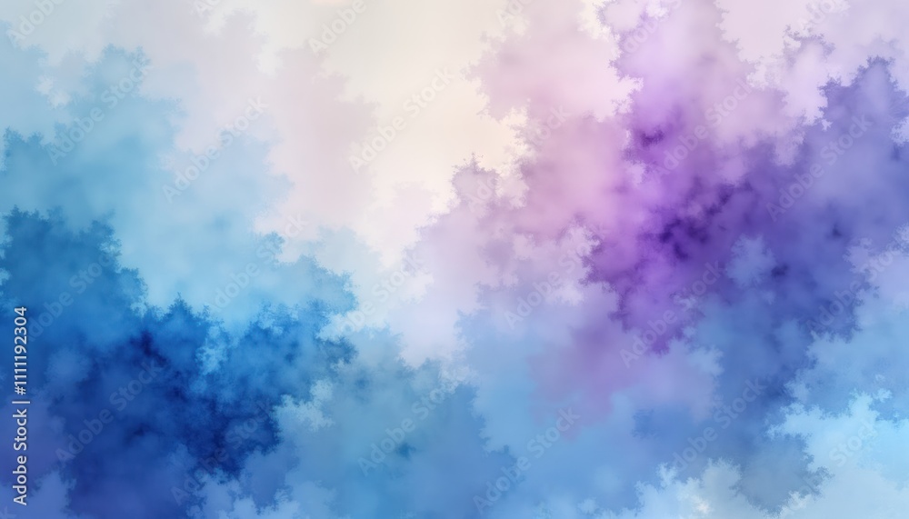 Poster abstract artistic image shows colorful cloudy sky patterns with light blue, purple tones. unique wat